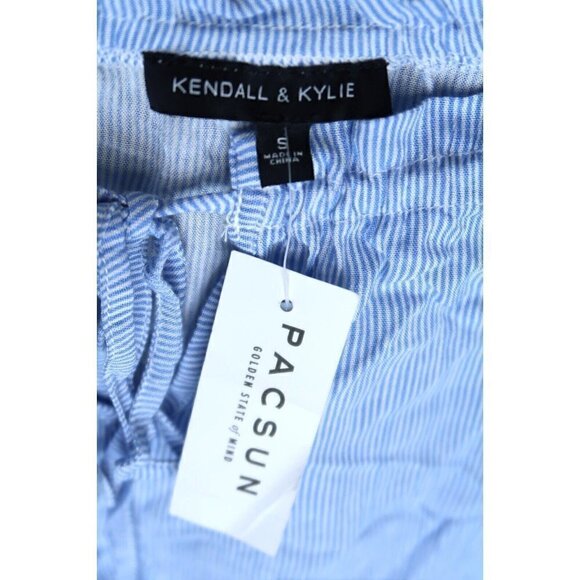 NWT Kendall & Kylie Shirt Cropped Blue White Vertically Striped Womens Small - Picture 11 of 12